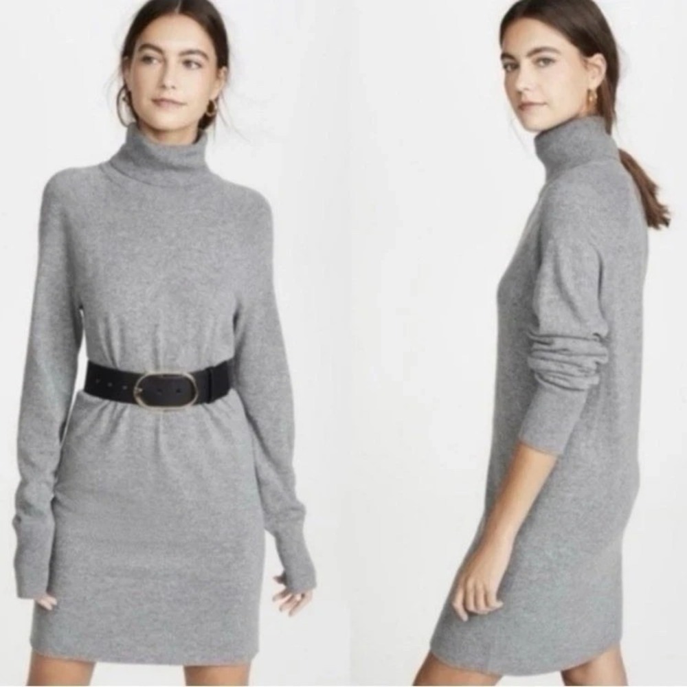White House Black Market Sweater Dress Womens Gray Long Sleeve Turtleneck XL